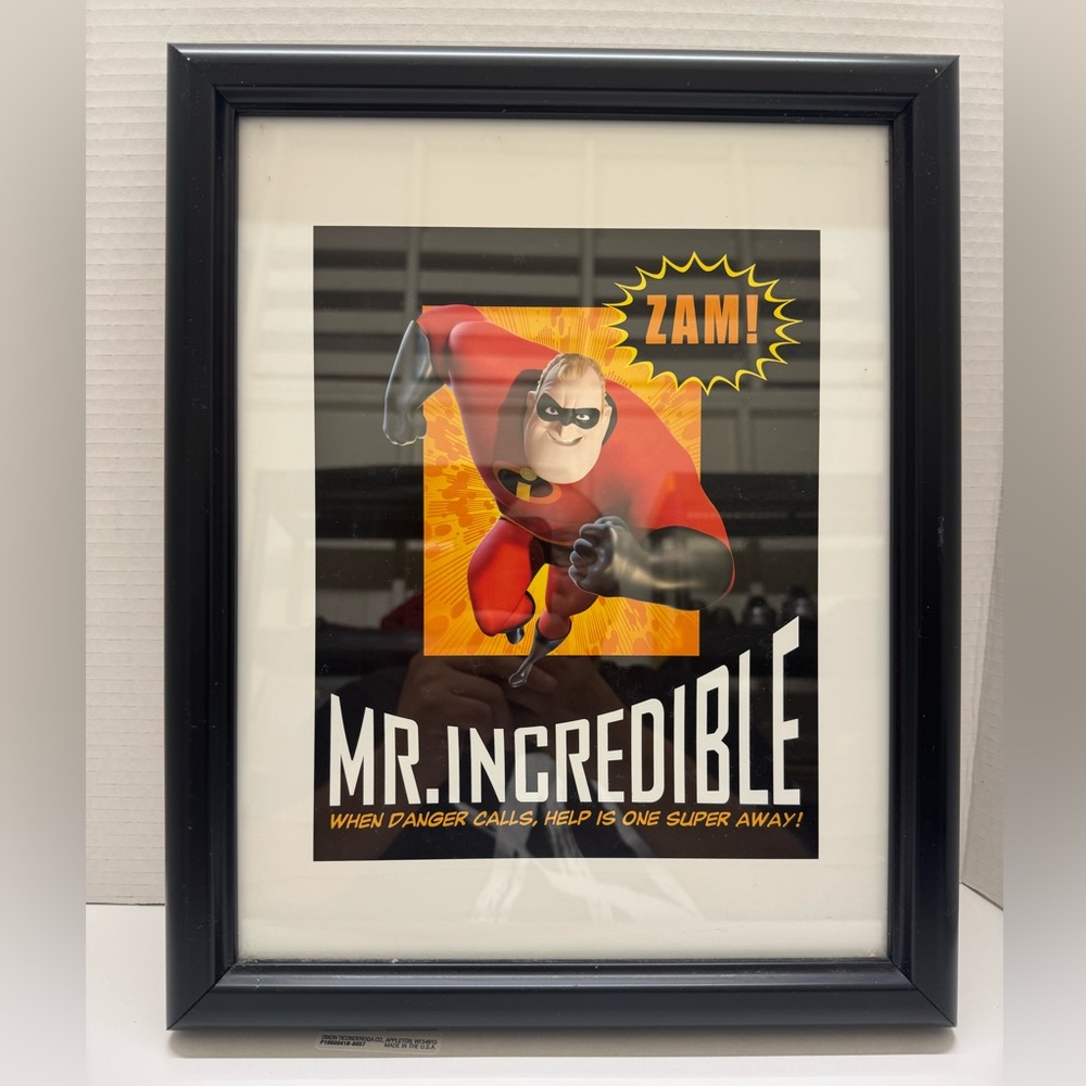 Disney Mr Incredible 14x11 When Danger Call Help Is One Super Away Framed Poster